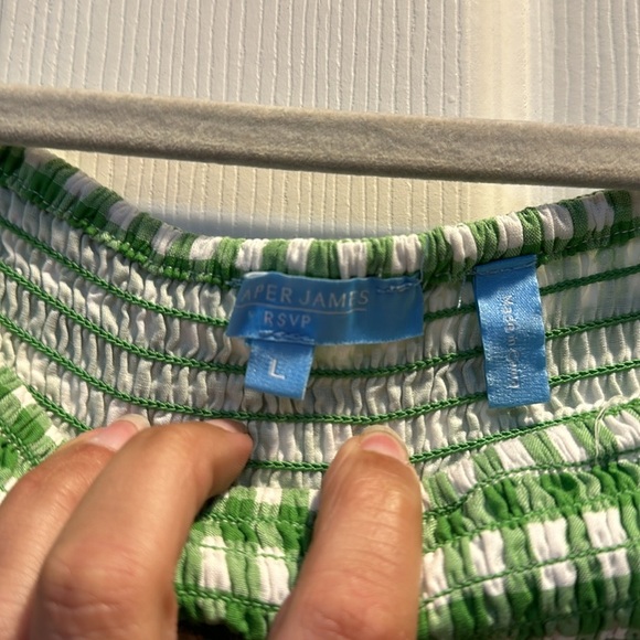 Draper James RSVP Green Gingham Smocked Top L - Picture 3 of 7
